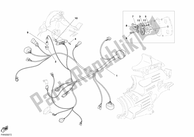 Alle onderdelen voor de Kabel Koplamp van de Ducati Superbike 999 USA 2005
